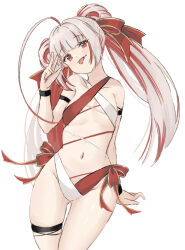  :d :p arm_behind_back arm_strap azur_lane bikini black_wristband blush breasts double_bun female groin hair_bun hair_ribbon hand_up highres hip_focus long_hair medium_breasts mumei_shumi navel red_eyes red_hair red_ribbon ribbon side-tie_bikini_bottom skindentation small_breasts smile solo standing swimsuit thigh_gap thigh_strap thighs tongue tongue_out twintails two-tone_bikini underboob vauquelin_(azur_lane) very_long_hair w_over_eye white_hair wrist_straps 