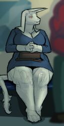  anthro boss_monster_(undertale) bovid caprine felid female floppy_ears fur goat hi_res horn lion long_tail mammal md34 monster orange_eyes pantherine purse rapid_transit solo subway tail thick_thighs toriel train undertale_(series) vehicle white_body white_fur wide_hips 