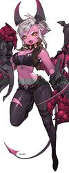  alternate_costume bad_id bad_twitter_id black_sclera breasts claws cleavage colored_sclera colored_skin commentary_request cropped_vest demon_girl demon_tail demon_vi demon_wings fangs female gauntlets goggles goggles_around_neck highres horns korean_commentary league_of_legends looking_at_viewer medium_breasts midriff nabicarol_(na_lolol) navel open_clothes pink_skin pointy_ears short_eyebrows solo tail tattoo torn_clothes twitter_username vest vi_(league_of_legends) white_hair wings yellow_eyes 