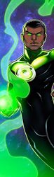  black_hair bodysuit dark_skin dc_comics glowing glowing_eyes green_eyes green_lantern green_lantern_(series) john_stewart male_focus ring solo space uniform 