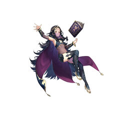  absurdres armpits black_hair bodystocking book bracelet breasts cape commentary_request covered_navel facial_mark female fingerless_gloves fingernails fire_emblem fire_emblem_fates fire_emblem_heroes floating floating_object forehead_mark gloves high_heels highres jewelry kousei_horiguchi long_hair mouth_veil nail_polish nyx_(fire_emblem) official_art parted_lips red_eyes see-through simple_background small_breasts smile solo thighhighs tiara toeless_footwear veil white_background 