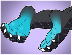  4_toes anthro barefoot countershade_feet countershading dragon feet foot_focus foot_shot grey_body grey_scales hi_res hindpaw male mythological_creature mythological_scalie mythology paws pitfallpup purple_background scales scalie simple_background soles solo toes xero_(captainscales) 