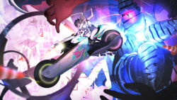  1boy 3girls absurdres black_dress black_hair black_skirt breasts commentary_request dress exoswarm_(wuthering_waves) female_rover_(wuthering_waves) highres luuk_herssen_(wuthering_waves) lynae_(wuthering_waves) medium_breasts mornye_(wuthering_waves) motor_vehicle motorcycle multiple_girls multiple_riders rover_(wuthering_waves) shirt skirt split_theme waltz_w_me white_shirt wuthering_waves 