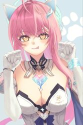  :q aemeath_(wuthering_waves) ahoge animal_ears aoi_(ayakaze_aoi) bare_shoulders breasts cat_ears cleavage commentary_request elbow_gloves fake_animal_ears female gloves hair_ornament highres leotard long_hair looking_at_viewer medium_breasts orange_eyes paw_pose pink_hair solo star-shaped_pupils star_(symbol) strapless strapless_leotard symbol-shaped_pupils tacet_mark_(wuthering_waves) tongue tongue_out upper_body white_gloves white_leotard wuthering_waves 