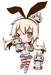  anchor_hair_ornament black_hairband black_neckerchief black_panties blonde_hair blue_sailor_collar blue_skirt brown_eyes chibi commentary_request crop_top elbow_gloves female gerotan gloves hair_ornament hairband highleg highleg_panties kantai_collection long_hair microskirt miniskirt neckerchief one_eye_closed panties pleated_skirt rensouhou-chan sailor_collar shimakaze_(kancolle) shirt simple_background skirt sleeveless sleeveless_shirt striped_clothes striped_thighhighs thighhighs underwear white_background white_gloves 