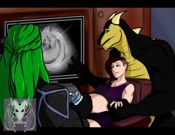  anthro apode breasts devilchicky210 draconcopode duo_focus female female_human green_hair group hair hand_holding human human_on_anthro interspecies interspecies_pregnancy larger_anthro larger_male legless male male_anthro mammal naga pregnant pregnant_female pregnant_human reptile scalie serpentine size_difference smaller_female smaller_human snake trio ultrasound 