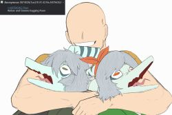  2026 3:2 4chan amber_(snoot_game) amber_eyes anon_(snoot_game) anthro bald bone_frill brother_(lore) brother_and_sister_(lore) cavemanon_studios clothing color_edit colored daughter_(lore) digital_drawing_(artwork) digital_media_(artwork) english_text family father_(lore) father_and_child_(lore) father_and_daughter_(lore) father_and_son_(lore) female frill_(anatomy) green_(snoot_game) green_clothing green_eyes green_jacket green_topwear grey_body grey_hair grey_scales group hair head_crest hi_res hug hugging_another hugging_from_behind human jacket light-skinned_male light_body light_skin male male/female mammal medium_hair open_mouth parent_(lore) parent_and_child_(lore) parent_and_daughter_(lore) parent_and_son_(lore) prehistoric_species pterodactylus pterosaur ratherdevious reptile scales scalie sibling_(lore) simple_background sister_(lore) smile snoot_game snout son_(lore) text third-party_edit tongue topwear trio trio_focus white_background 
