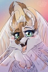  anthro art_fight artfight artfight2025 arthropod attack claws domestic_cat excited fangs felid feline felis female fluffy happy hi_res hybrid insects lepidopteran mammal moth open_mouth paws solo sunny_way teeth 