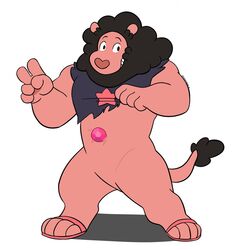  anthro bottomless cartoon_network clothed clothing curled_hair diamond_(gem_species) felid hair hi_res lion lion_(steven_universe) male mammal pantherine solo steven_quartz_universe steven_universe stion syncrotrace 