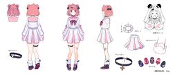  absurdres black_bow black_choker blue_footwear blush bow choker double_bun female hair_bun hair_ornament hairbow highres loose_socks lq_saku mole mole_under_eye multiple_views nijisanji official_art open_hands panda_hair_ornament pink_eyes pink_hair red_bow reference_sheet sailor_collar sasaki_saku sasaki_saku_(6th_costume) school_uniform short_hair skirt smile socks thigh_strap virtual_youtuber white_skirt 