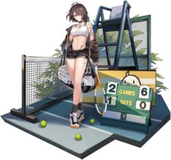  ahoge arm_tattoo azur_lane bag bag_charm ball baltimore_(azur_lane) baltimore_(black_ace)_(azur_lane) bandaid bare_shoulders black_shorts black_socks braid breasts brown_hair brown_jacket chain-link_fence charm_(object) chest_tattoo choker cleavage collarbone crop_top crossed_legs duffel_bag faux_figurine female fence flower_tattoo full_body hair_over_one_eye highres holding jacket keli_bang large_breasts legs looking_at_viewer midriff navel off_shoulder official_alternate_costume official_art open_clothes open_jacket racket scoreboard shirt shoes short_hair short_shorts shorts shoulder_tattoo sleeveless sleeveless_shirt smile sneakers socks solo sports_bra standing stomach stomach_tattoo tattoo tennis_ball tennis_net tennis_racket thighs transparent_background umpire_chair watson_cross white_shirt white_sports_bra yellow_eyes 