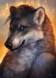  anthro black_nose canid canine canis fur grey_body grey_fur hair hi_res male mammal solo wolf wolnir 