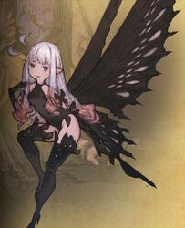  anne_(bravely_second) blue_eyes bravely_second fairy high_heels looking_at_viewer official_art pointy_ears white_hair wings 