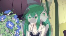  animated animated bra female gatchaman gatchaman_crowds green_eyes green_hair solo underwear utsutsu 