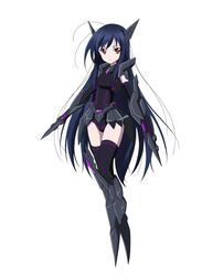  accel_world black_hair black_lotus_(accel_world) black_lotus_(accel_world)_(cosplay) black_thighhighs brown_eyes cosplay female highres kuroyukihime long_hair looking_at_viewer official_art simple_background solo sword_art_online sword_art_online:_lost_song thighhighs very_long_hair white_background 