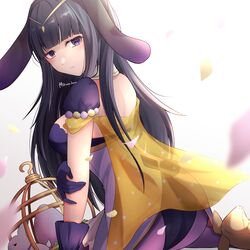  absurdres animal_ears blunt_bangs easter_egg egg fake_animal_ears fake_tail female fire_emblem fire_emblem_awakening fire_emblem_heroes gloves high_heels highres leotard long_hair looking_at_viewer official_alternate_costume playboy_bunny purple_gloves rabbit_ears rabbit_tail reia_hana solo strapless strapless_leotard tail tharja_(fire_emblem) tharja_(spring)_(fire_emblem) white_background 