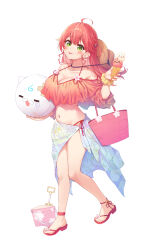  35p_(sakura_miko) :p absurdres ahoge alternate_costume blush breasts bucket cleavage clothes_around_waist earrings female flower_earrings food hair_ornament hat highres holding holding_food holding_ice_cream hololive ice_cream jewelry large_breasts looking_at_viewer maguchi_(sakura_miko) navel sakura_miko sandals scrunchie simple_background solo straw_hat swimsuit tang-du tongue tongue_out virtual_youtuber white_background wrist_scrunchie 