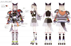  animal_ears black_skirt blonde_hair cat_ears character_request coat fashion female full_body fur_trim indie_virtual_youtuber long_hair multiple_persona nail_polish open_mouth puppeteer7777 red_eyes skirt smile solo tail translation_request virtual_youtuber 