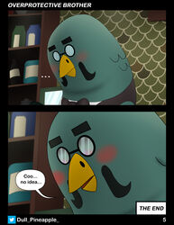  absurd_res animal_crossing anthro avian beak bird blush brewster_(animal_crossing) columbid digital_media_(artwork) dull_pineapple female hi_res male male/female nintendo pigeon solo 