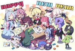  &gt;_&lt; +++ 2others 6+girls :&lt; :d :o ahoge animal animal_ear_fluff animal_ears animal_hood antenna_hair bag bare_arms bare_shoulders black_dress black_hair black_headwear black_jacket black_shirt black_thighhighs blindfold blonde_hair blue_dress blue_eyes blue_hair blue_ribbon blush bow braid brown_hair card cellphone cevio chibi chips_(food) closed_eyes closed_mouth collared_dress commentary criss-cross_halter cup detached_collar detached_sleeves dress drooling eel_hat eyewear_on_head fake_animal_ears feline food glasses green_hair green_hairband green_shirt green_skirt green_sleeves grey_hair gynoid_talk hair_between_eyes hair_ribbon hairband hairbow halterneck happy_new_year hat headgear headphones highres holding holding_bag holding_card holding_tray hood hood_down hooded_jacket ia_(vocaloid) jacket japanese_clothes kimono kizuna_akari kotatsu kotonoha_akane kotonoha_aoi kyoumachi_seika long_hair long_sleeves lying meika_hime meika_mikoto milkpanda mouth_drool multicolored_hair multiple_girls multiple_others necktie new_year no_shoes notice_lines obi oerba_yun_fang off_shoulder on_side on_stomach open_clothes open_jacket open_mouth otomachi_una otomachi_una_(talkex) parted_bangs phone pink_hair pink_skirt plastic_bag pleated_skirt potato_chips profile purple_dress purple_eyes purple_hair purple_legwear rabbit_ears rabbit_hood red-framed_eyewear red_necktie red_ribbon red_skirt ribbon ribbon-trimmed_skirt ribbon_trim sailor_collar sash semi-rimless_eyewear shirt siblings sisters sitting skirt sleeping sleeveless sleeveless_dress sleeveless_shirt sleeves_past_fingers sleeves_past_wrists smile socks standing streaked_hair table talkex thighhighs touhoku_itako touhoku_kiritan touhoku_zunko tray tsurumaki_maki twin_braids twintails under-rim_eyewear unworn_hat unworn_headwear very_long_hair vocaloid voiceroid white_bow white_kimono white_sailor_collar white_shirt wing_collar xd yellow_eyes yuzuki_yukari zzz 