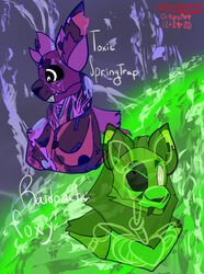  animatronic anthro canid canine duo five_nights_at_freddy&#039;s five_nights_at_freddy&#039;s_3 five_nights_at_freddy&#039;s_ar fox fur hi_res lagomorph leporid machine male mammal qtippywastaken rabbit radioactive_foxy_(fnaf) robot scottgames springtrap_(fnaf) text toxic_springtrap_(fnaf) 