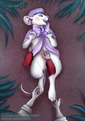  anthro bernard_(the_rescuers) blush chapka dipodomyine disney female granatrix group heteromyid hi_res jake_(the_rescuers) kangaroo_mouse laugh lying makeup mammal miss_bianca_(the_rescuers) mouse murid murine on_back rodent the_rescuers_(disney) the_rescuers_down_under tickling 