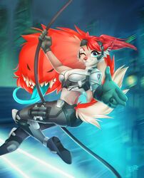  ahya_(legend_of_ahya) anthro ass blizzard_entertainment breasts butt_pose canid canine canis cleavage clothed clothing dannyckoo female gesture hair hand_gesture heterochromia hi_res legend_of_ahya looking_at_viewer mammal one_eye_closed overwatch pointing pointing_at_viewer ponytail pose rope solo swinging tactical_gear tactical_gloves tail tail_mouth taylor_renee_wolford_(darkflamewolf) tresertf unusual_anatomy unusual_tail widowmaker_(overwatch) wink winking_at_viewer wolf 