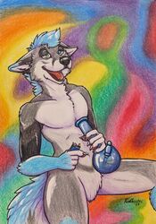  absurd_res bong canid canine cyber_(disambiguation) drugs fox hi_res mammal marijuana smoke smoking smoking_bong solo trippin 