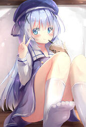  :q bad_id bad_pixiv_id beret blue_eyes blue_hair blue_hat blue_skirt blue_vest blush bubble_tea closed_mouth commentary_request cup disposable_cup drinking_straw female gochuumon_wa_usagi_desu_ka? hair_between_eyes hair_ornament hat highres holding holding_cup indoors kafuu_chino kafuu_chino&#039;s_school_uniform long_hair long_sleeves natuna_natu no_shoes sailor_collar school_uniform shirt sitting skirt smile socks soles solo tongue tongue_out very_long_hair vest white_sailor_collar white_shirt white_socks wooden_floor x_hair_ornament 