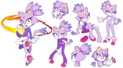  absurdres blaze_the_cat commentary english_commentary female forehead_jewel furry furry_female highres multiple_views sonic_(series) starbirbz 