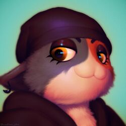  1:1 2022 :3 anthro artist_name beanie black_beanie black_clothing black_eyeshadow black_hat black_headwear black_hoodie black_topwear bust_portrait calico_cat clothing domestic_cat ear_piercing epic_games eyelashes eyeliner eyeshadow felid feline felis female fish_hook fish_hook_piercing fortnite fur green_background grey_body grey_fur half-closed_eyes happysap hat headgear headwear hoodie hook looking_at_viewer makeup mammal meow_skulls_(fortnite) mottled multicolored_body multicolored_fur narrowed_eyes noseless orange_body orange_fur piebald piercing portrait realistic_fur shaded simple_background smile soft_shading solo topwear white_body white_fur yellow_eyes 