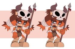  2024 anthro badger blue_eyes bodypaint boots bottomwear clothed clothing face_paint female footwear fur galaxy_cowboy loincloth mammal melee_weapon mustelid musteline polearm sega shoes simple_background skull_hat solo sonic_boom sonic_the_hedgehog_(series) spear sticks_the_jungle_badger stone_spear weapon 