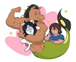  aaron_(undertale) anthro canid canine clothed clothing equid equine felid feline frisk_(undertale) hair horse human low_res mammal muscular open_mouth simple_background tem temmie_(undertale) undertale undertale_(series) white_body 