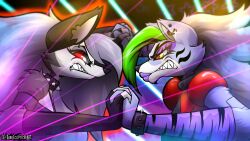  absurd_res angry canid canid_demon canine canis clothed clothing collar crossover darkeclipticheart demon duo ear_piercing female five_nights_at_freddy&#039;s five_nights_at_freddy&#039;s:_security_breach hellaverse hellhound helluva_boss hi_res loona_(helluva_boss) mammal mythological_canine mythological_creature mythology piercing red_sclera roxanne_wolf scottgames spiked_collar spikes steel_wool_studios wolf 