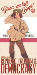  boots cap clothing fallout fallout_new_vegas female frilled_dress frills human memai military military_cap military_clothing military_hat military_uniform ncr_soldier new_california_republic no_sex officer pale_skin pinup poster propaganda recruitment_poster sfw soldier stockings tagme visible_underwear 