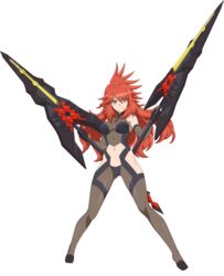  absurdres amou_kanade bare_shoulders black_gloves bodysuit breasts chuunioniika cleavage closed_mouth elbow_gloves female full_body gloves highres ignite_module large_breasts long_hair looking_at_viewer midriff navel orange_eyes red_hair senki_zesshou_symphogear senki_zesshou_symphogear_xd_unlimited shiny_skin simple_background smile solo transparent_background 