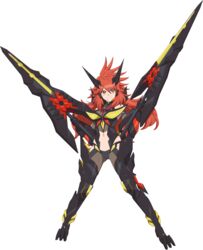  absurdres amou_kanade bare_shoulders bodysuit chuunioniika closed_mouth female full_body highres ignite_module long_hair looking_at_viewer midriff navel orange_eyes red_hair senki_zesshou_symphogear senki_zesshou_symphogear_xd_unlimited shiny_skin simple_background smile solo transparent_background 