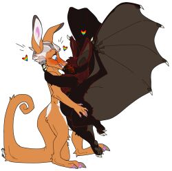  age_difference anthro bat black_flying_fox dorian_(batgender) dragonbooster duo facial_hair flying_fox jumping kangaroo kissing lgbt_pride love macropod male male/male mammal marsupial megabat moustache older_male overweight pride_colors rainbow_flag rainbow_pride_flag rainbow_symbol red_kangaroo romantic romantic_couple swoop_(batgender) 