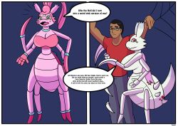  3_fingers 4_fingers absurd_res after_transformation anthro arachnid arthropod arthropod_abdomen arthropod_webbing big_breasts black_eyewear black_glasses blade_arm bound breasts brown_body brown_skin champion_(the_succubus_hunt) clothing dialogue dipstick_ears ear_markings eyeshadow eyewear female fingers footwear glasses gloves group hair handwear hi_res hug hugging_another human hybrid kumoko leg_hug lipstick living_toy makeup mammal mob_entertainment mommy_long_legs multi_arm multi_eye multi_leg multi_limb multicolored_ears pink_body pink_clothing pink_eyeshadow pink_footwear pink_gloves pink_hair pink_handwear pink_lipstick pink_shoes pink_skin poppy_playtime purple_ear_tips red_clothing red_shirt red_spots red_topwear rex_equinox sadith_(the_succubus_hunt) shirt shoes smile smug so_i&#039;m_a_spider_so_what? species_in_dialogue spider spider_legs spikes spikes_(anatomy) spots surprised the_succubus_hunt topwear transformation trio web_bondage 