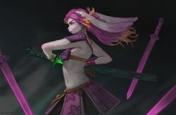  anthro bracelet devergilia eyeshadow female fur gunfire_reborn hair jewelry katana lagomorph leporid makeup mammal melee_weapon pink_eyeshadow pink_hair rabbit red_eyes solo sword tao_(gunfire_reborn) weapon white_body white_fur 