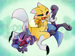  3_fingers anthro arm_tuft ass bandai_namco black_body black_claws black_fur black_nose black_sclera blue_body blue_fur blush blush_lines bodily_fluids breasts claws colored countershade_torso countershading crossover crying digimon digimon_(species) digital_drawing_(artwork) digital_media_(artwork) ears_down eyebrows eyelashes facial_markings fangs female fight fingers fluffy fluffy_tail fur fur_markings generation_4_pokemon green_eyes happy head_markings leg_markings long_ears long_tail looking_at_viewer lucario lying male markings mask_(marking) neck_tuft nintendo on_front one_eye_closed open_mouth pain pantsthiefloki pawpads pink_pawpads pink_tongue pivoted_ears pokemon pokemon_(species) renamon screaming shaded shoulder_tuft sitting sitting_on_another size_difference smile tail tan_body tan_fur tears teeth thick_thighs thigh_markings tomoe_(symbol) tongue tuft white_body white_countershading white_fur wide_hips yellow_body yellow_fur 