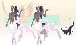  deer deer_taur digital_media_(artwork) edenling edentaur hair hi_res hooves humanoid_taur hybrid male mammal mammal_taur simple_background smooshkin solo taur unitaur wings 