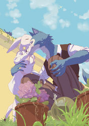  2021 absurd_res aircraft airplane anthro beastars canid canine canis cloud domestic_rabbit duo dwarf_rabbit female haru_(beastars) hi_res kissing lagomorph larger_male legoshi_(beastars) leporid male male/female mammal netflix oryctolagus rabbit sadness_hao size_difference sky smaller_female vehicle wolf 