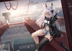  :o animal_ear_fluff animal_ears arm_support asymmetrical_legwear bad_id bad_pixiv_id barcode barcode_tattoo black_gloves black_jacket black_legwear black_scarf bollard breasts cityscape clothes_writing clothing_cutout cloud commentary container feet_out_of_frame female fingerless_gloves floating_hair fog fox_ears fox_tail gloves grey_hair hair_between_eyes harbor highres horizon jacket leg_tattoo lens_flare long_hair long_sleeves looking_at_viewer medium_breasts mirufuaa morning navel navel_cutout ocean open_clothes open_jacket original outdoors road scarf shadow shipyard sidelocks single_sock single_thighhigh sitting skindentation socks solo steel_beam sunburst sunrise sword sword_on_back tail tattoo thighhighs thighs underbust uneven_legwear weapon weapon_on_back yellow_eyes 