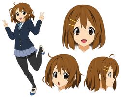  ahoge bad_id bad_pixiv_id brown_eyes brown_hair double_v female hair_ornament hairclip hirasawa_yui k-on! legs multiple_views open_mouth pantyhose portrait round_teeth sakuragaoka_high_school_uniform school_uniform skirt smile tareme teeth v yagitori 