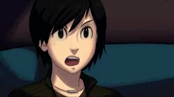  anime_screenshot black_hair female heather_mason jacket non-web_source portrait silent_hill:_shattered_memories silent_hill_(series) silent_hill_1 solo spoilers worried 