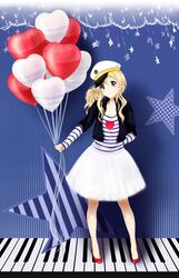  bad_id bad_pixiv_id balloon blonde_hair blue_eyes female hat heart heart_balloon highres instrument k-on! keyboard_(instrument) kotobuki_tsumugi listen!! long_hair rokujou_jun sailor_hat solo 