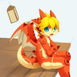  1:1 2016 anthro arm_spikes big_eyes big_head biped blonde_hair blue_eyes claws countershade_face countershade_tail countershade_torso countershading diamond_eyes dragon elbow_spikes floor hair hand_between_legs hi_res holding_arm kemono lamp lantern lolicon looking_at_viewer male membrane_(anatomy) membranous_wings mythological_creature mythological_scalie mythology nude open_mouth orange_body orange_skin rann scalie short_hair side_view simple_background sitting small_wings solo spikes spikes_(anatomy) spread_wings tail white_background white_body white_countershading white_skin wing_claws wings wood wood_floor young young_anthro young_male 