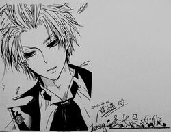  black_eyes kaichou_wa_maid-sama! male_focus monochrome tie usui_takumi 