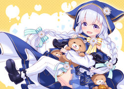  :d animal animal_ears animal_hood animal_hug aqua_hair bare_shoulders bear black_footwear blue_capelet blue_nails blue_skirt bow braid capelet clothed_animal commentary_request fake_animal_ears female flower full_body hair_between_eyes hair_flower hair_ornament hairbow harada_(sansei_rain) hood hood_up indie_virtual_youtuber kumano_phay long_hair long_sleeves low_twintails nail_polish pleated_skirt puffy_long_sleeves puffy_sleeves purple_eyes shirt shoe_soles shoes skirt sleeves_past_wrists smile solo striped striped_bow thighhighs twin_braids twintails very_long_hair virtual_youtuber white_flower white_shirt white_thighhighs 